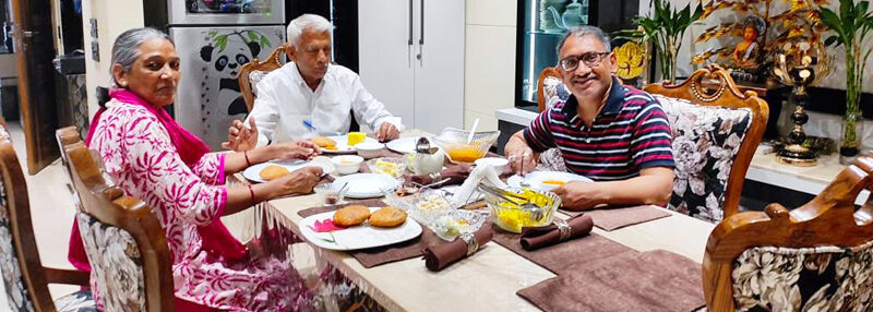 Enjoying lunch with Prof. D PS Verma retired from Delhi School of Economics, Delhi University and Dr Udita who just retired as Addl Central Provident Fund Commissioner,Delhi