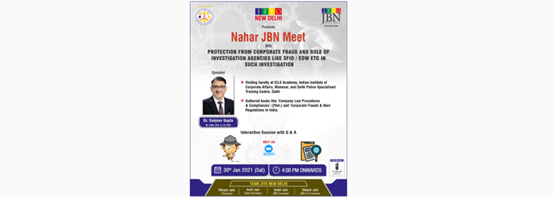 Interaction with the corporate and businessmen as a speaker on  “Protection from Corporate Frauds and Role of Investigating Agencies