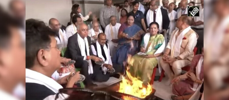 Attending inauguration of Girls Hostel of Sankalp Bhavan, Dheerpur