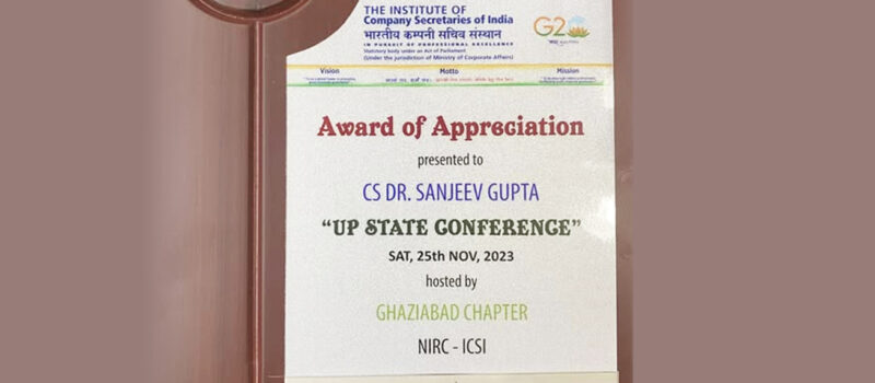 Award of Appreciation from ICSI